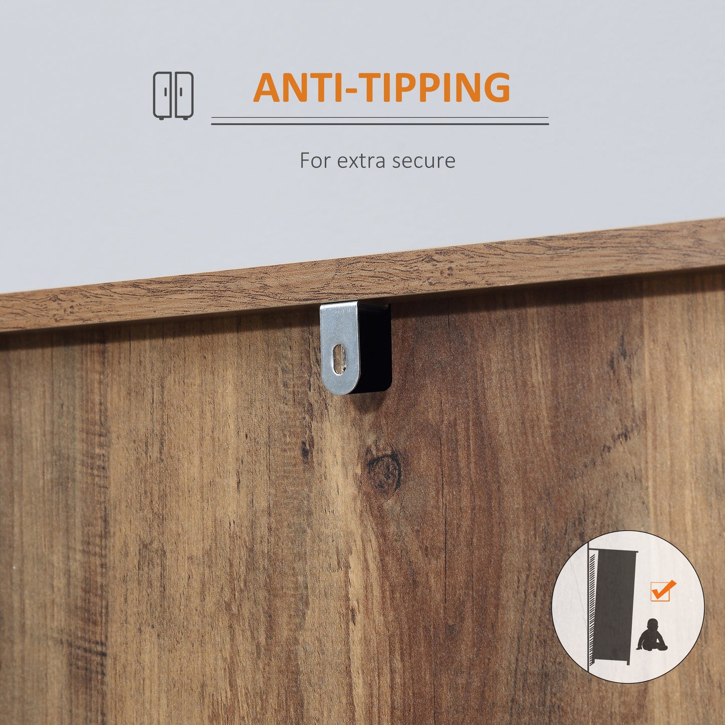 Industrial Sideboard, Storage Cabinet, Accent Cupboard Distressed Brown