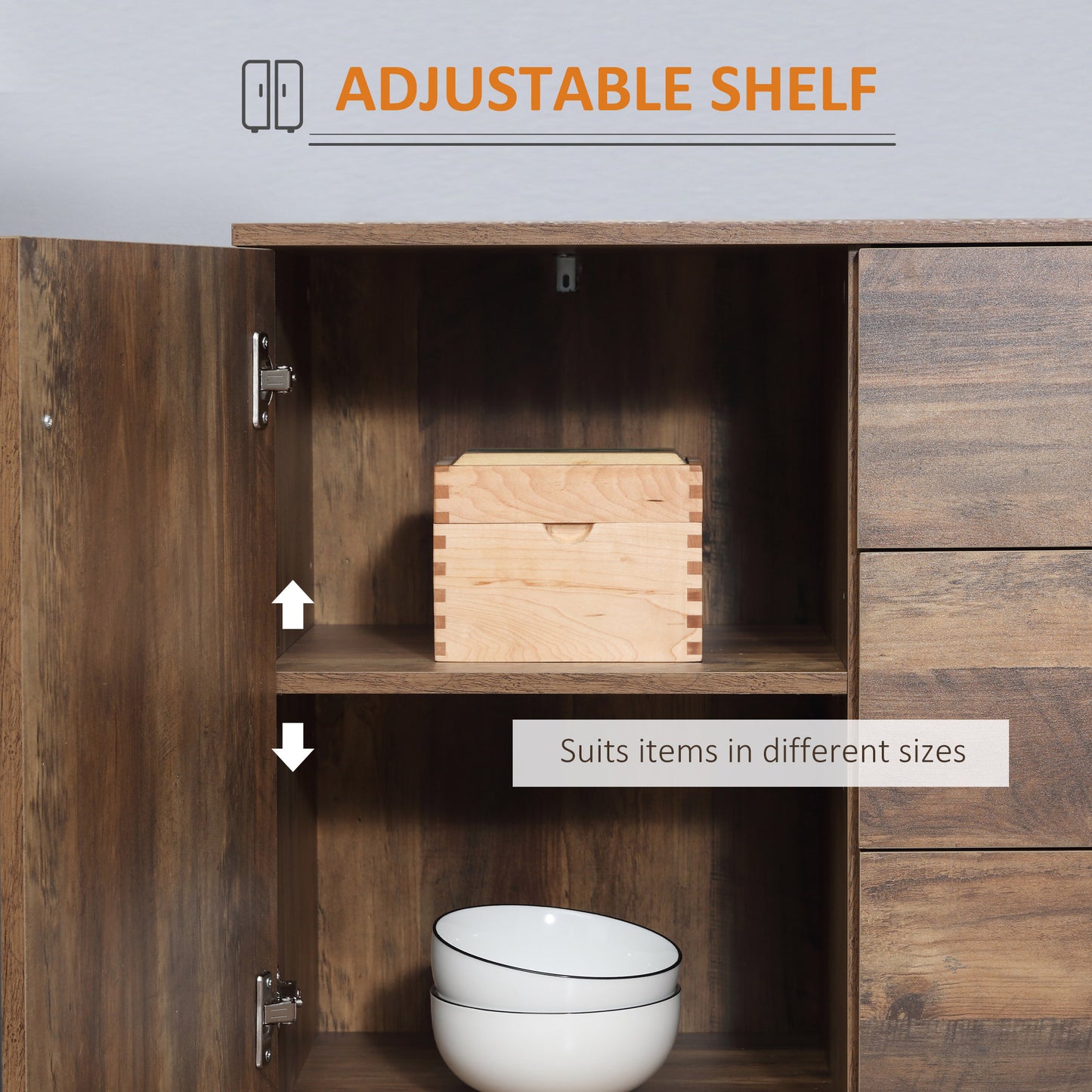 Industrial Sideboard, Storage Cabinet, Accent Cupboard Distressed Brown