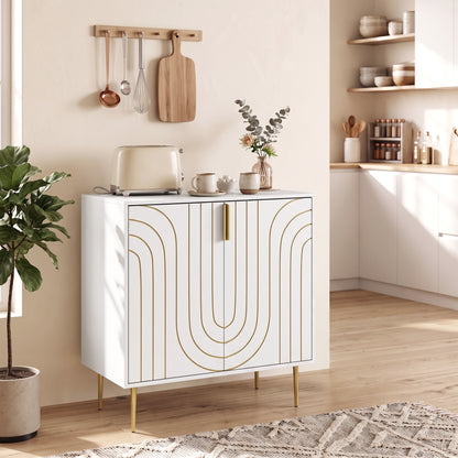 Modern Kitchen Cupboard with 2 Doors and Adjustable Shelf, White