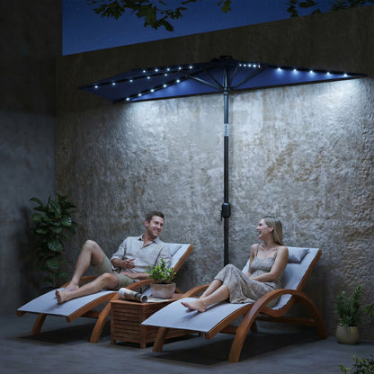 2.6 m Half Parasol with Solar Lights, UPF50+ Semi Round Umbrella