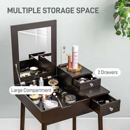 Dressing Table Vanity Desk Flip-up Mirror 2 Drawers, Black