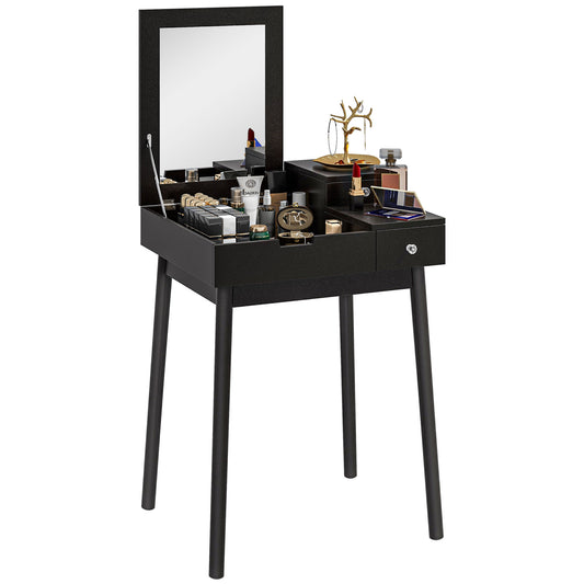 Dressing Table Vanity Desk Flip-up Mirror 2 Drawers, Black