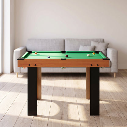 4-in-1 Games Table with Table Football, Pool, Table Tennis and Hockey - Natural