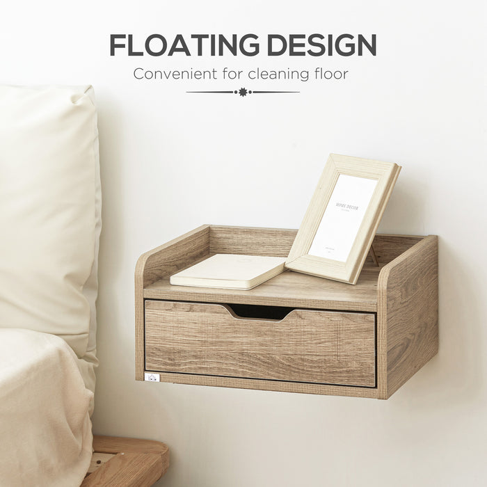 Floating Bedside Cabinet with Drawer, Wall Mounted Nightstands, Modern Bedside Table with Storage for Bedroom