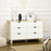 Wide Chest of Drawers, 6-Drawer Storage Organiser Unit with Wood Legs for Bedroom, Living Room, White and Brown