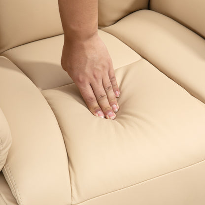 Adjustable Swivel Recliner with Footrest, Padded Arms, Beige