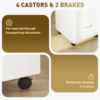 Pedestal Office Mobile Filing Cabinet 2 Drawer White