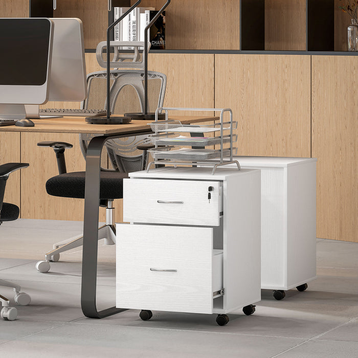 Pedestal Office Mobile Filing Cabinet 2 Drawer White