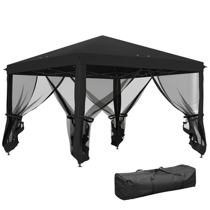 Heavy Duty Pop Up Gazebo with Removable Mesh Sidewall Black