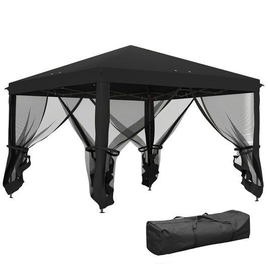 Heavy Duty Pop Up Gazebo with Removable Mesh Sidewall Black