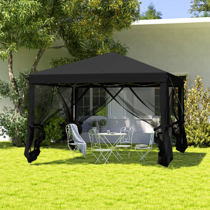 Heavy Duty Pop Up Gazebo with Removable Mesh Sidewall Black