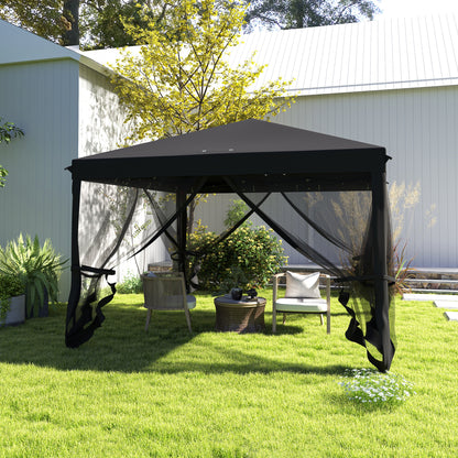 Heavy Duty Pop Up Gazebo with Removable Mesh Sidewall Black