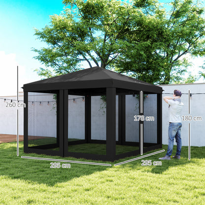 Heavy Duty Pop Up Gazebo with Removable Mesh Sidewall Black