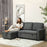 Three Seater Pull Out Sofa Bed L Shape Corner Sofa w/ Reversible Chaise & Storage Space Dark Grey