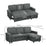 Three Seater Pull Out Sofa Bed L Shape Corner Sofa w/ Reversible Chaise & Storage Space Dark Grey