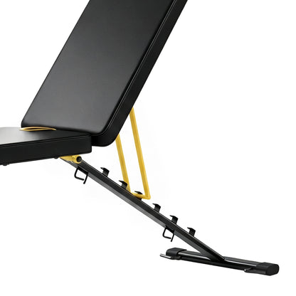 Adjustable Weight Bench for Home Gym, 300kg Incline Decline Flat Foldable Bench Press with 7 Backrest Positions and Resistance Bands, for Full Body Strength Training Weight Lifting, Yellow