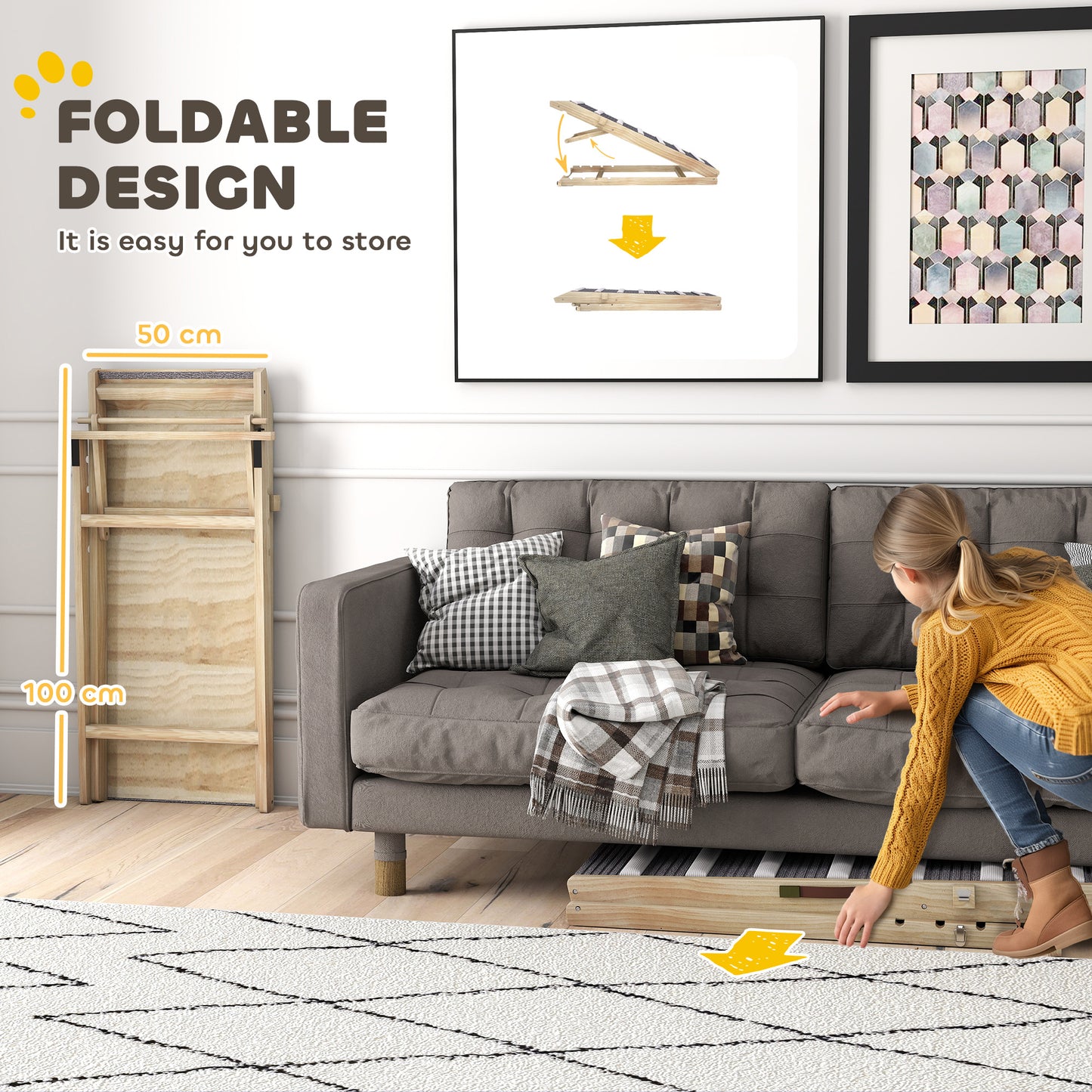 Dog Ramp for Couch, 4 Adjustable Height Dog Climbing Ladder for Bed