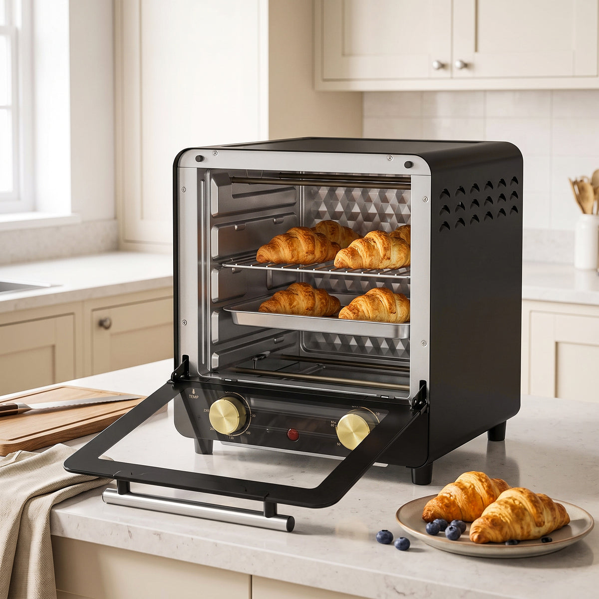 1000W 15L Mini Oven and Grill with 60-Minute Timer - Black