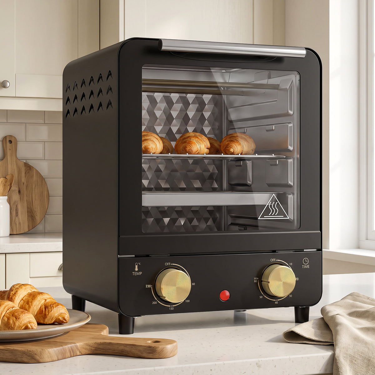 1000W 15L Mini Oven and Grill with 60-Minute Timer - Black