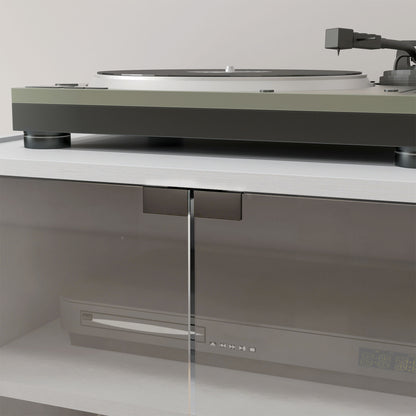 4-Tier Hi-Fi Stand with Adjustable Shelves, White Wood-Effect
