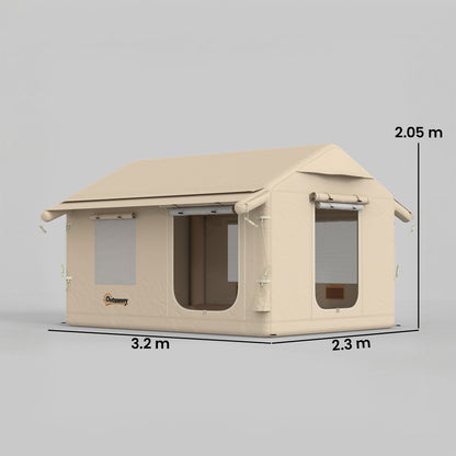 nflatable Tents Waterproof Glamping Tent with Stove Jack for 6-8 Person Khaki