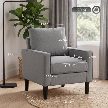 Removable Pillow Linen Accent Chair, Dark Grey