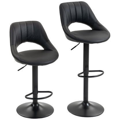 Barstools Set of 2, Dining Stools with Backrest and Footrest, Black