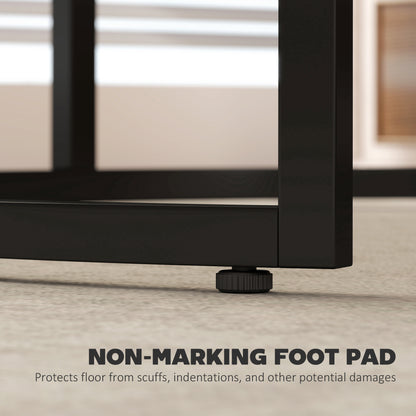 2 Pcs Stacking Coffee Table Set with Steel Frame, Brown Wood Effect