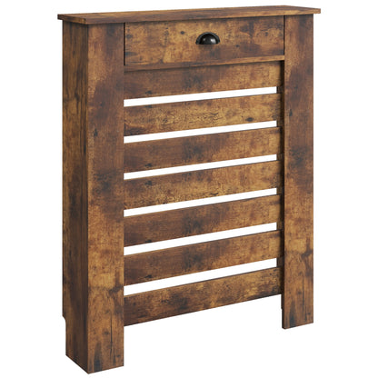 Radiator Cover with Drawer, Horizontal Slat, 78cm, Rustic Brown