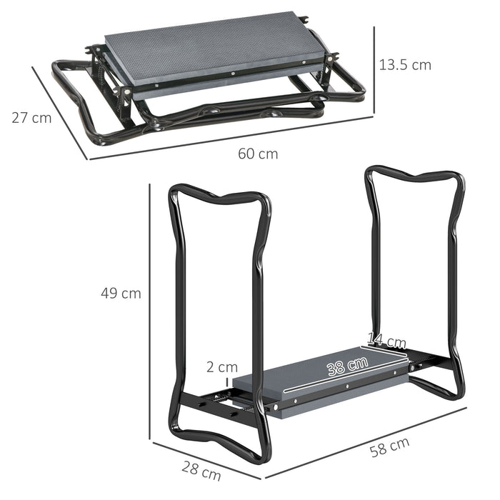 2 In1 Folding Garden Kneeler Foam Chair Pad Support Bench, Grey