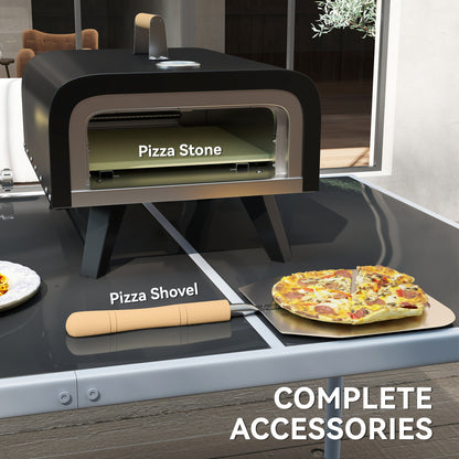 Outdoor Tabletop Gas Pizza Oven with 12" Pizza Stone & Peel, Black