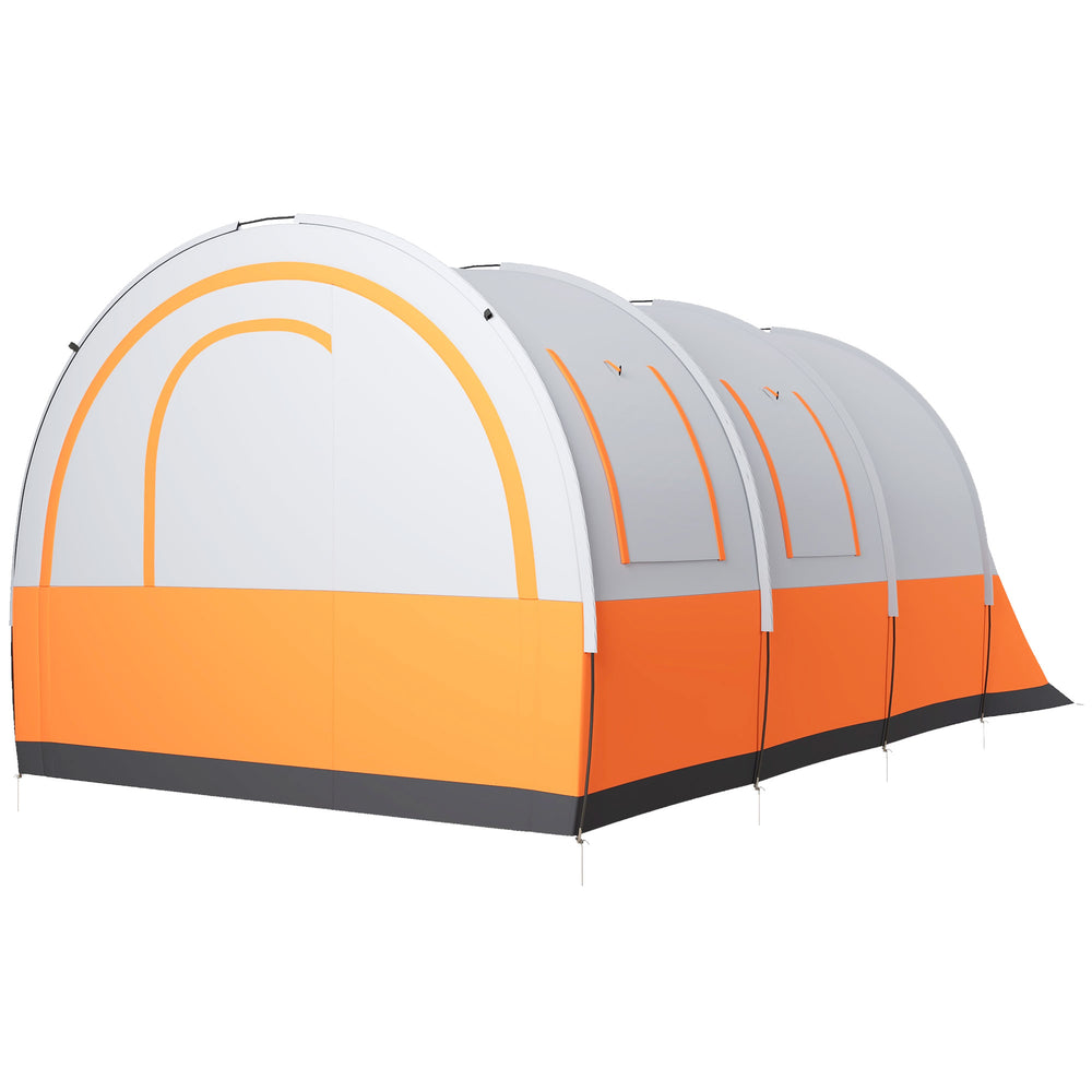 3000mm Waterproof Camping Tent, 5-6 Man Family Tent with Living and Bedroom, Carry Bag Included, Cream and Orange