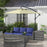 3x2m Cantilever Parasol with Cross Base, Banana Parasol with Crank Handle and 6 Ribs, Rectangular Hanging Patio Umbrella