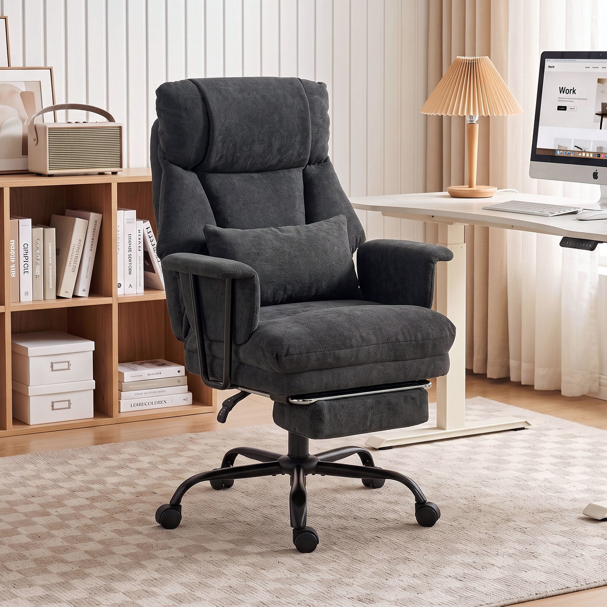 180kg Office Chair, Desk Chair with Lumbar Support, Black