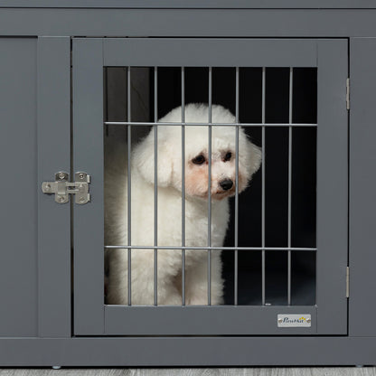 Furniture-Style Dog Crate w/ Two Lockable Doors, for Small & Medium Dogs