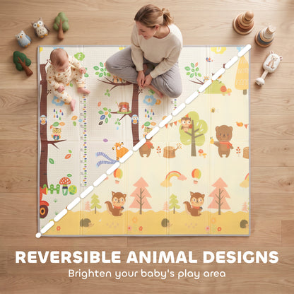 2m x 1.8m Reversible Folding Baby Play Mat with Storage Bag - Tree & Forest