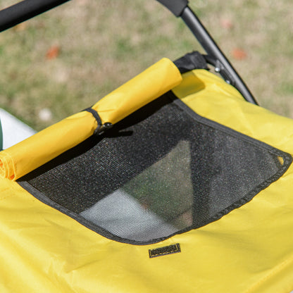 Foldable Pet Stroller with Cushion, for M, L Dogs - Yellow