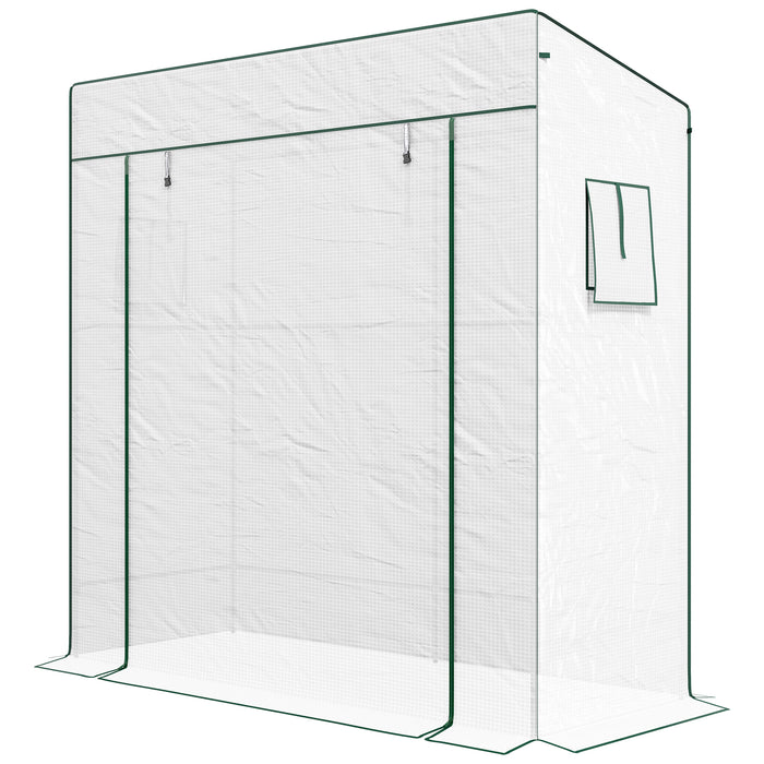 PE Cover Walk-in Outdoor Greenhouse, White