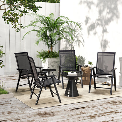 4-PCS Garden Armchairs Outdoor Patio Folding Furniture Black