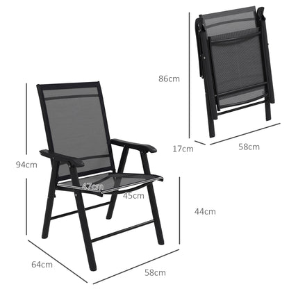 4-PCS Garden Armchairs Outdoor Patio Folding Furniture Black