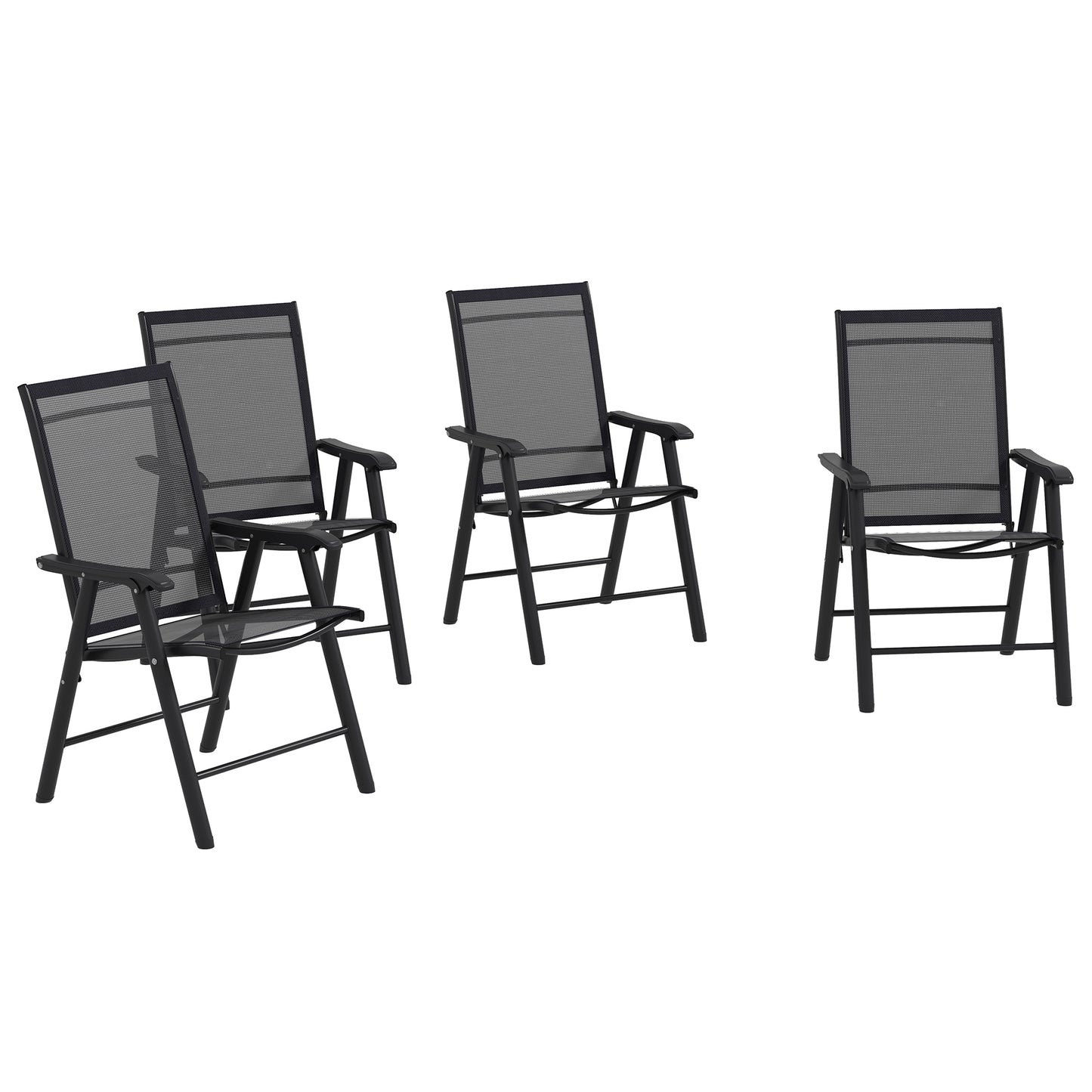 4-PCS Garden Armchairs Outdoor Patio Folding Furniture Black