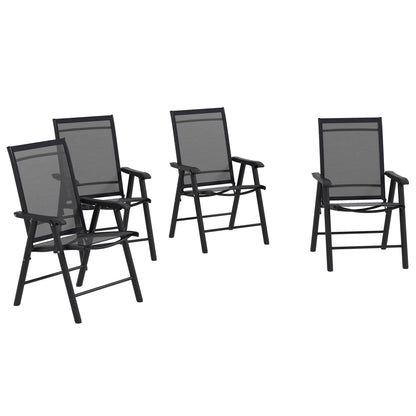 4-PCS Garden Armchairs Outdoor Patio Folding Furniture Black