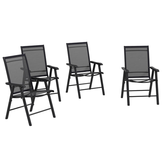4-PCS Garden Armchairs Outdoor Patio Folding Furniture Black
