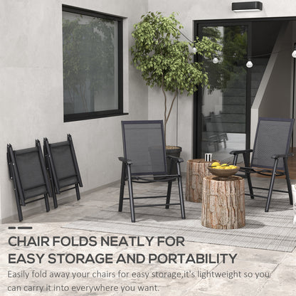 4-PCS Garden Armchairs Outdoor Patio Folding Furniture Black
