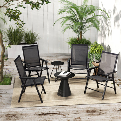 4-PCS Garden Armchairs Outdoor Patio Folding Furniture Black