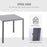 Modern Square Dining Table, Seats 4, with Glass Top & Metal Legs for Dining Room, Living Room, Grey