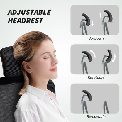 High Back Mesh Computer Desk Chair with Lumbar Support, Black