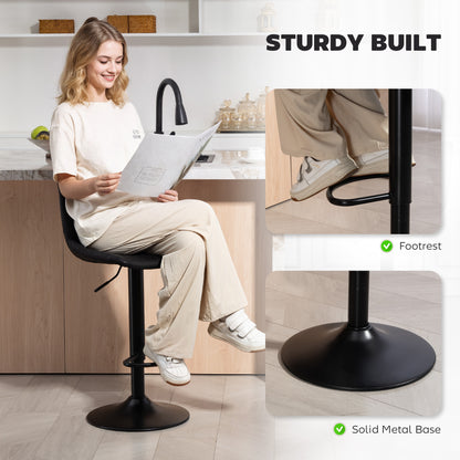 Bar Stools Set of 2 Adjustable Swivel Bar Chairs with Backrest Black