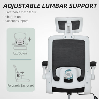 Executive Mesh Office Chair with Headrest, Lumbar Support, Black