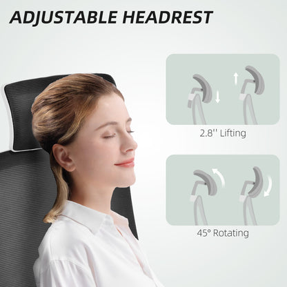 Executive Mesh Office Chair with Headrest, Lumbar Support, Black